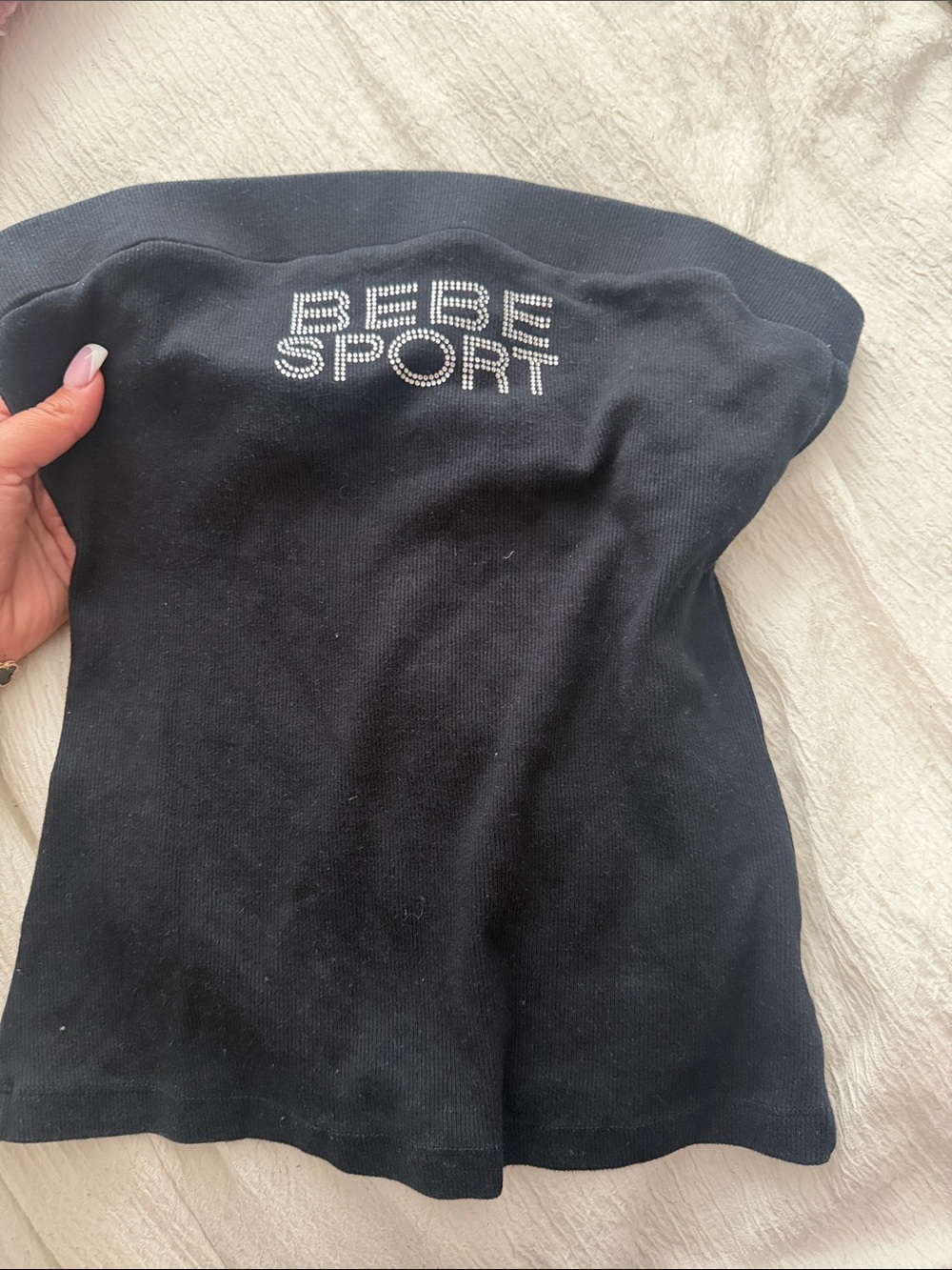 SALE Vintage y2k Bebe Sport Black Strapless Tube Top with Logo